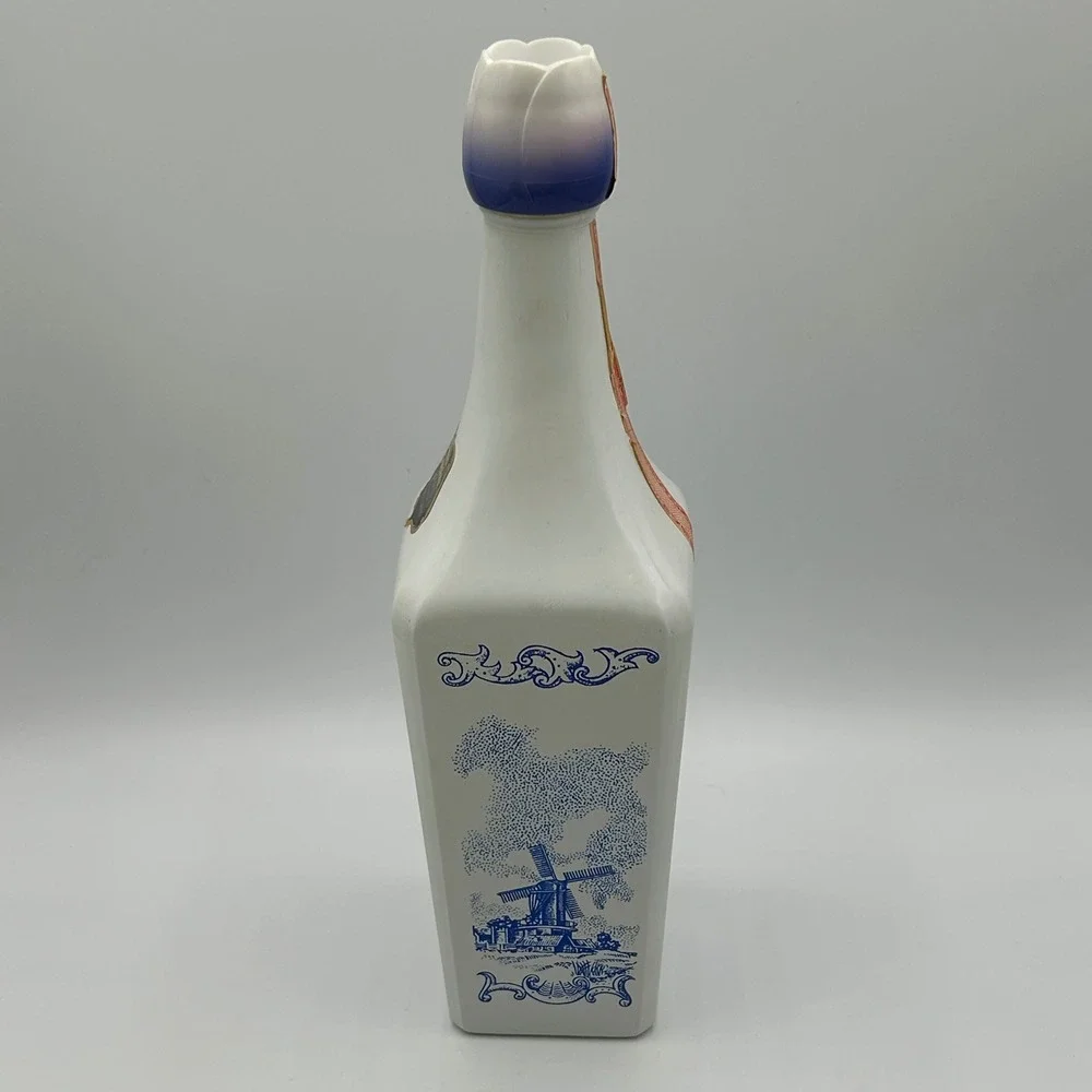 Vintage Vandermint Liqueur Holland Ceramic Bottle 750ml Tulip Cap Windmill Dutch